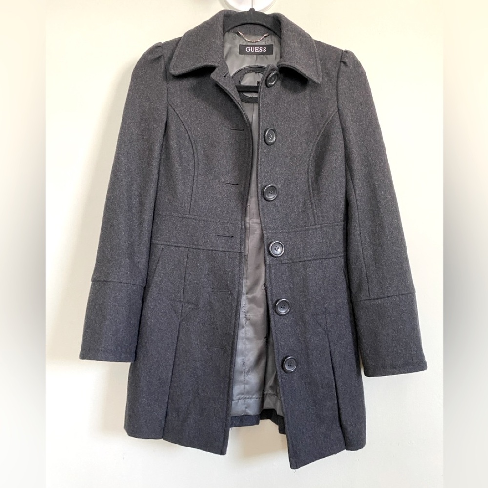 🌟 Guess Wool Blend Pea Coat Grey XS